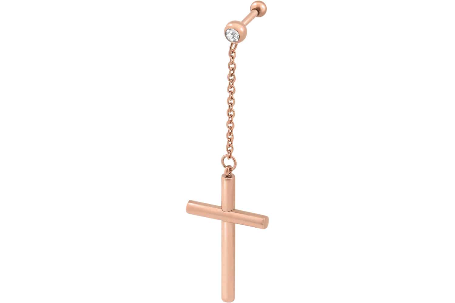Chirurgenstahl Ohrpiercing Kette RUNDES KURZES KREUZ ++SALE++